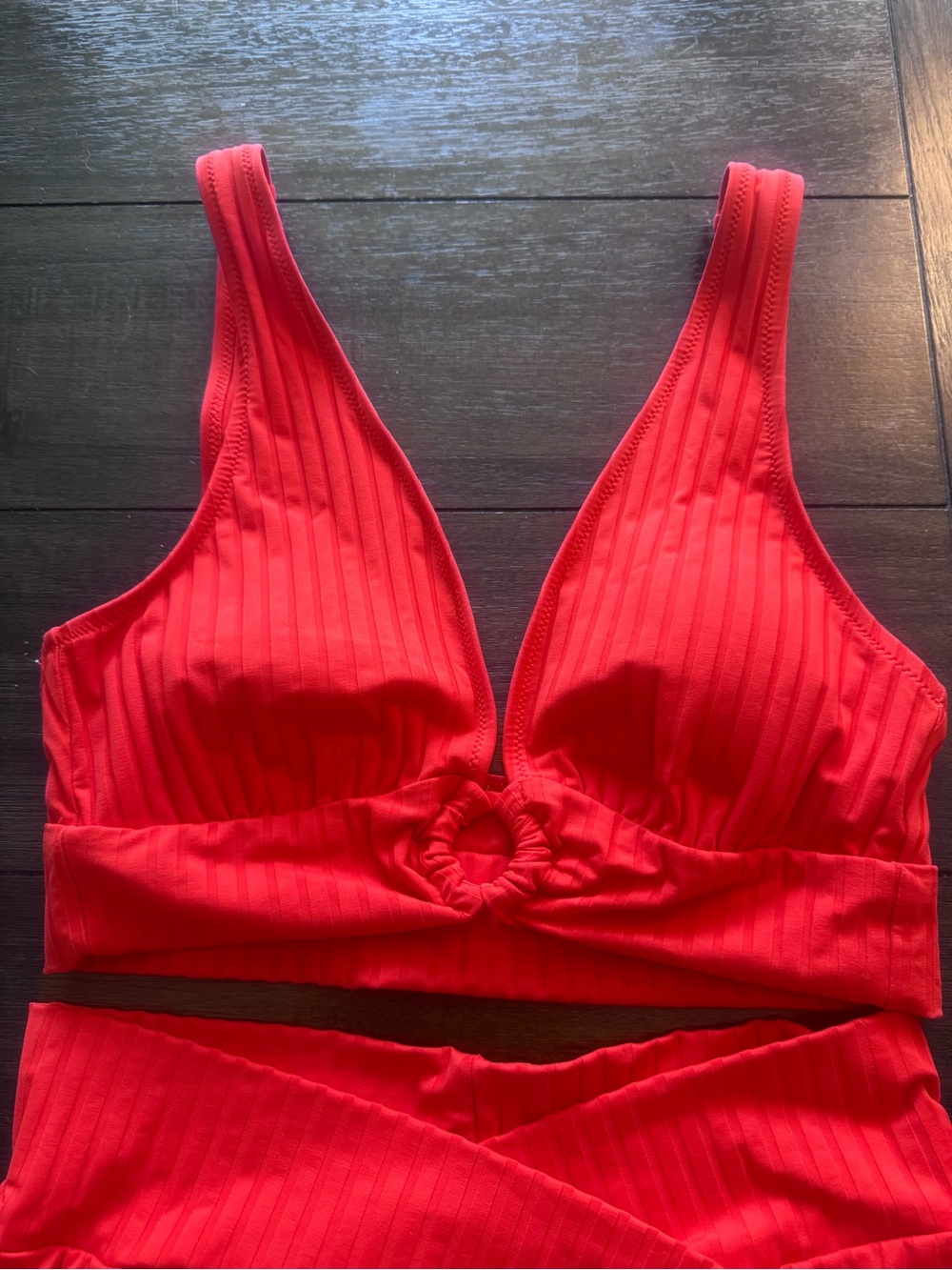 Aerie Red Ribbed Bikini Set-Two Piece Swimsuit - Picture 2 of 5
